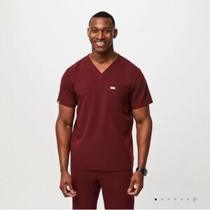 Burgundy V-Neck Scrub Top